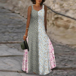 Moteri&scaron;ka slenkanti suknelė Maxi ilga suknelė Kiaulpienių marginta suknelė pavasario ir vasaros V kaklo laisvalaikio atostogoms XS žalia