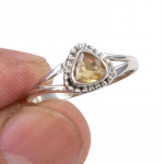 Natūralus citrino brangakmenis Rankų darbo 925 prabos sidabro papuo&scaron;alai Žiedo dydis 7 I1F38