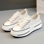 White Shoes Moteri&scaron;ki, 2024 m. vasara, kvėpuojantys tinkliniai sportbačiai Universalūs sportbačiai storu padu paauk&scaron;tintu tinkleliu