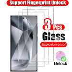 3PCS FingerPrint ID Unlock Clear HD ekrano apsauga, grūdintas stiklas, skirtas Samsung Galaxy S24 / S24+ / S24 Ultra S23 S23+ FE S22 5G S22+ S21 Plus S24Plus Samsung Galaxy S24 Ultra gryna
