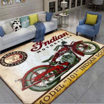 Indijos motociklų retro pliu&scaron;inis kilimas, miegamojo langai, namų dekoravimo kilimas prie lovos, tvirtas motociklas vyrams 200cm by 160cm
