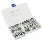 165 vnt. nailono fiksavimo veržlių asortimento rinkinys, nerūdijančio plieno &scaron;e&scaron;iabriaunės veržlės varžtams (Rie&scaron;utai: M3 M4 M5 M6 M8 M10 M12)