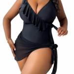 Nauji seksualūs bikini maudymosi kostiumėliai su auk&scaron;tu juosmeniu, moteri&scaron;ki maudymosi kostiumėliai, moteri&scaron;ki bikinio rinkiniai, spausdinti didelio dydžio maudymosi kostiumėlis vasaros bikinis 0XL juoda