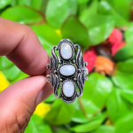 Natural Rainbow Moonstone Gemstone 925 Sterling Silver Ring Size 7.5 u8a87