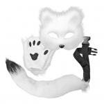 Fox Face Cushion Faux Fox Pusinės veido pagalvėlės su uodegos pir&scaron;tinėmis Maskaradinis Helovino Cosplay vakarėlio kostiumo aksesuaras mergaitėms balta