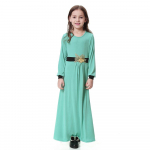 Musulmonų vaikų mergaičių maldos suknelė Hijab Abaya chalatas Arabų Dubajaus vaikams Ramadanas Kaftan Galvos skara Islamo Eid vakarėlio suknelė Jilbab 3XL žalia