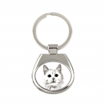 Turkish Van Cat - keychain with a cat, keychain with a print, personalized pendant from the Art-Dog brand sidabras
