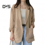 Korėjieti&scaron;ko stiliaus moteri&scaron;ki atvartai ilgomis rankovėmis kostiumo, palto ki&scaron;enės, vieno mygtuko vientisos spalvos laisvi, ploni darbo drabužiai