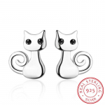 Cat Collection 925 Sterling Sidabriniai Lipni Kačių Gyvūnų Maži Auskarai Moterims Madingi Sidabriniai papuo&scaron;alai Sce450