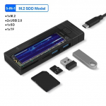 5 viename USB C &scaron;akotuvas M2 NVMe SATA SSD dėklas NGFF SSD korpusas HDD dėžutė SD TF kortelių skaitytuvas C tipo doko stotis USB C skirstytuvas