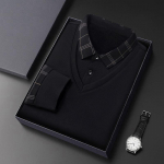 Vyri&scaron;ki korėjieti&scaron;ko stiliaus ilgarankoviai languoti polo mar&scaron;kinėliai su atvartu, nauji vidutinio ir pagyvenusio amžiaus laisvalaikio stiliaus dviejų dalių mar&scaron;kinėliai vyrams M