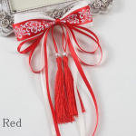 1 vnt senovinio stiliaus ilgi kaspinai galvos apdangalas plaukų segtukas Bowknot kini&scaron;kas lankas plaukų segtukai Vestuvinė nuotaka 1PC raudona