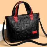 Nauja moteri&scaron;ka didelės talpos kontrastingos spalvos rankinė PU odos, su reljefinėmis raidėmis, moteri&scaron;ka petinė rankinė, dizainerio crossbody rankinė 30x13x24cm