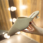 Vasaros mulų sandalai smailianosiai moteri&scaron;ki &scaron;lepetės juodos &scaron;lepetės papuo&scaron;alai rinstono batai moterims 2024 kristalai su kulnu seksuali Eva Y 34