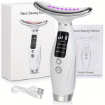 &Scaron;vytinti atjauninanti 7 spalvų LED ir &scaron;ildoma veido masažuoklis - Įkraunamas per USB, be kvapo odos priežiūros priemonė moterims - Puiki dovana Motinos dienai balta