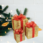 3 vnt. Kalėdinių dovanų dėžučių dekoracija Kalėdų dekoras Geležiniai dekoratyviniai papuo&scaron;imai Dovana