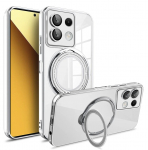 &bdquo;Redmi Note 13 Pro Plus&ldquo; 4G 5G &bdquo;Xiaomi Poco X6 Pro X6 13T Magsafe&ldquo; permatomas žiedinis stovo belaidžio įkrovimo magnetinis dangtelis. for Note13Pro Plus rožinio aukso spalvos
