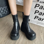 Moteri&scaron;ki platforminiai aulinukai auk&scaron;takulniai batai žieminiai dizainerio nauja 2025 m. tendencija kasdieniai goti&scaron;ki Chelsea batai mada Chaussures Femme 40 juoda