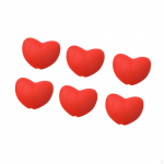 6 Pack Silicone Caps for Knitting Needles 3 mm Hole Heart Design raudona