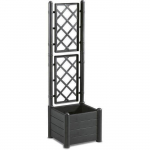 Bac &agrave; fleur carr&eacute; ITALIA avec treillis - 30L - Plastique - Anthracite