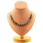 Pierres et Min&eacute;raux. Collier 20 perles Pyrite d'Espagne 8 mm. Chaine en acier inoxydable Collier femmes, hommes. Taille personnalis