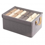 Drabužių laikymo krep&scaron;elis su sustiprinta rankena, didelės talpos sukraunama dėtuvė su dangteliu drabužių tvarkykle pilka