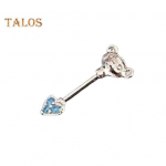 1 vnt. smeigtukai auskarai animacinis me&scaron;kiukas ir &scaron;irdies formos blizgūs kubinio cirkonio kremzlės auskarai vakarėliams be sriegio nosies žiedas mėlyna