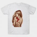 Moteri&scaron;ki mar&scaron;kinėliai su rožine tatuiruotė Harajuku Print Kawaii mar&scaron;kinėliai trumpomis rankovėmis trumpomis rankovėmis, moteri&scaron;ki mar&scaron;kinėliai. S