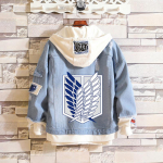 Ataka prie&scaron; Titaną: Erenas, Mikasa, Levis Žvalgybos korpuso kasdienis džinsinis &scaron;varkas (Unisex) XL