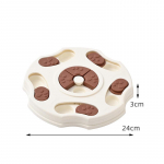 Lėto ėdimo dubenėlis ir žaislas augintiniui: Edukacinis maisto i&scaron;siliejimo padėklas &scaron;unims ir katėms kreminė/balta