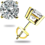 Jewels Prim 1,0 ct apvalūs laboratorijoje sukurti deimantai 14 karatų geltono aukso vinukai su sraigtiniu užsegimu dovana 15MM geltona