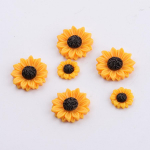 Maži &scaron;vieži ramunėlių ir saulėgrąžų dervos plaukų aksesuarai DIY papuo&scaron;alams - 15/18/25mm 15mm Yellow with Black Center