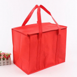 Large Capacity Thermal Insulation Lunch Bento Bag Aluminum Foil Fresh-keeping Cooler Tote Travel Outdoor Bag Take-out Groceries Handbag M raudona