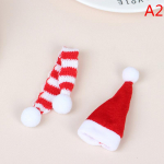 2Pcs Xmas Mini Scarf Hat Decor Doll Clothes Accessory Christmas Party Ornament as the picture