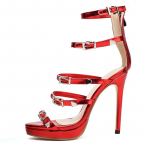 Seksualūs auk&scaron;takulniai sandalai moteri&scaron;ki vasariniai batai didelio dydžio auksiniai sidabriniai žali violetiniai su kulnu sagtis dirželis vakarėliui vestuviniai batai moteri&scaron;ki 49 raudona