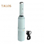 Sulankstomas skėtis su ventiliatoriumi, 3 greičiai, reguliuojamas, įkraunamas per USB, apsauga nuo UV spindulių, ne&scaron;iojamas, vandeniui atsparus, atsparus vėjui, vasarinis lauko skėtis nuo saulės ir lietaus rožinė