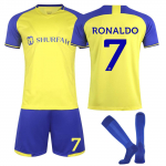 2223 Al-Nassr FC Home Jerseys vaikų futbolo treniruočių kostiumų rinkinys 16 geltona