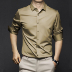 Nauji Strettch nuo rauk&scaron;lių vyri&scaron;ki mar&scaron;kiniai ilgomis rankovėmis Suknelės mar&scaron;kinėliai vyrams Slim Fit Social Business Palaidinė Balti mar&scaron;kinėliai 6XL 2XL