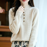 Moteri&scaron;kas ka&scaron;myro megztinis Qinghe ka&scaron;myras 30% ka&scaron;myras 70% vilna rudeninis ir žieminis puloveris &scaron;iltas ir madingas XL