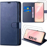 Coque de Protection - BOOLING - Samsung Galaxy S25 FE - Antichoc Synth&eacute;cuir Bleu Marine - 2 Vitres