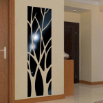 3D Akrilinis Laimės Medžio Veidrodinis Sienų Lipdukas Namų Dekorui Svetainėje, Restorane, Prie&scaron;kambaryje arba TV Fone. 185x50cm juoda