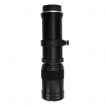 420-800mm priartinimo objektyvas, tinkamas Nikon F tvirtinimo veidrodinei kamerai, optinio stiklo danga, rankinis fokusavimas, teleobjektyvas juoda
