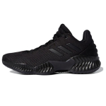Adidas Pro Bounce 2018 žemi juodi Warrior &scaron;varos rai&scaron;teliais amortizuojantys neslystantys žemi krep&scaron;inio bateliai vyri&scaron;ki sportbačiai FW0905 46⅔