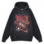 Japonų Anime Demon Slayer Rengoku Kyoujurou Grafinis Skalbtas Su Gobtuvu Vyri&scaron;kas Manga Auk&scaron;tos Kokybės Megztiniai Su Gobtuvu Harajuku Vyri&scaron;kas Medvilninis Džemperis XL