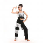 Mergaitės Lotynų &scaron;okių treniruočių kostiumas Mergaitės Vaiki&scaron;kas pasirodymo kostiumas Varžybų taisyklės Lotynų &scaron;okių suknelė 110