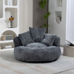 Sofa - MUVOE - Lazy Boy - Pilkas veliūras - Auk&scaron;tas atlo&scaron;as - Patogi ir ilgaamžė