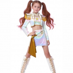 Vaikų Kpop Demonų Medžiotojai Zoey Rumi Mira Cosplay Kostiumas Baltas Auksinis Vienodas Vaikams Mergaitėms Helovinas Sceniniai Pasirodymai Kid 140 white