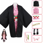 Paruo&scaron;kite savo vaikus karnavalams su Demon Slayer Kimetsu No Yaiba Kamado Nezuko vaiki&scaron;kais cosplay kimono chalais Kamado Nezuko Suit,120cm pink