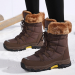 Women's and heat-insulating snow boots, with synthetic and thick rubber sole, adjustable shoelaces 38