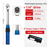 1/4'' pavara 2-24N.m tikslus dvigubos skalės sukimo momento raktų rinkinys MTB dviračiui, galinis raktas dviračiui, motociklui, reketinis, remonto įrankių dėžės rinkinys